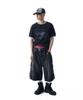 AAKAM Camo Patch Bermuda Denim Cargo Pants (Black)
