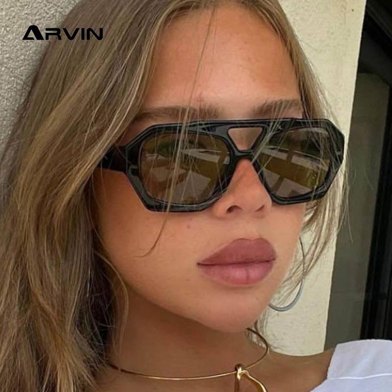 Square Vintage Sunglasses Woman New Trends Double Beam Pilot Sun Glasses Female Tea Leopard Eyewear Shades
