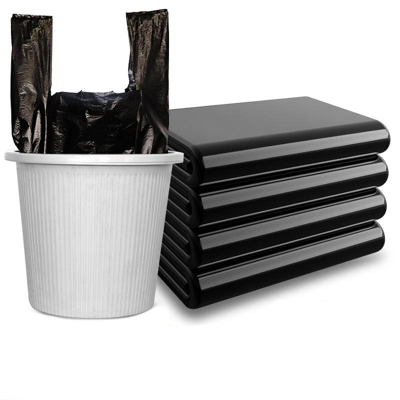 Portable Disposable Black Garbage Bag Extra Thick Household Kitchen Vest Type Large Plastic Bag Plus Thick Shopping Bag