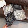 70x70cm Soft Satin Kerchief Retro Print Satin Hair Scarf Silk Square Scarf  For Women Ladies
