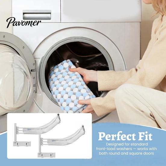 Laundry Catching Barrier Front Load Washing Machine Catcher Net, Foldable Anti-drop Washer Wash Day Organizer Collection Suction Cup Installation for