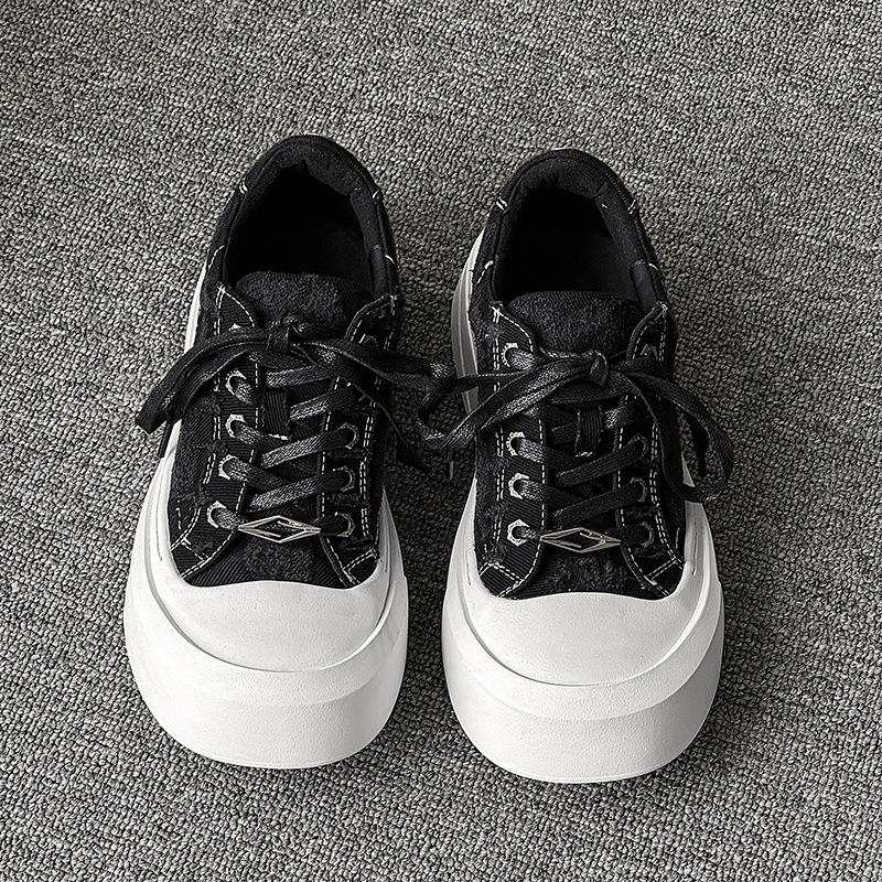 Basic board shoes niche thick-soled summer new casual breathable washed denim shoes