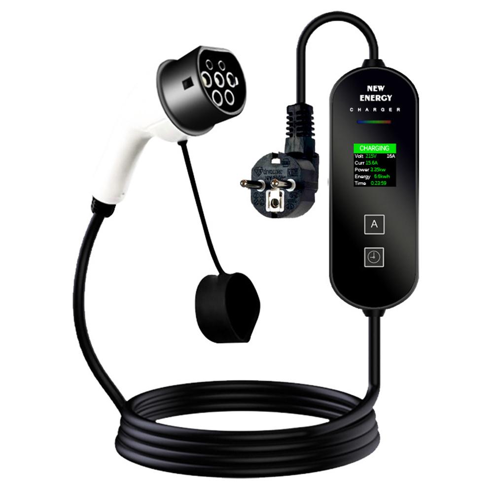 

Зарядное устройство для электромобиля, 16 А, 3,5 кВт, портативное зарядное устройство для электромобиля со светодиодным экраном и интеллектуальной температурой EU PLUG K23660EU