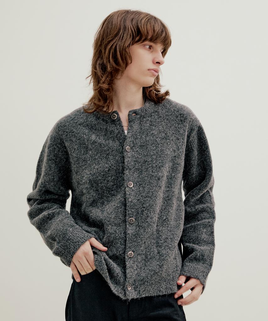 Lmood Bishop Wool Alpaca Crew Neck Cardigan Melange Gray