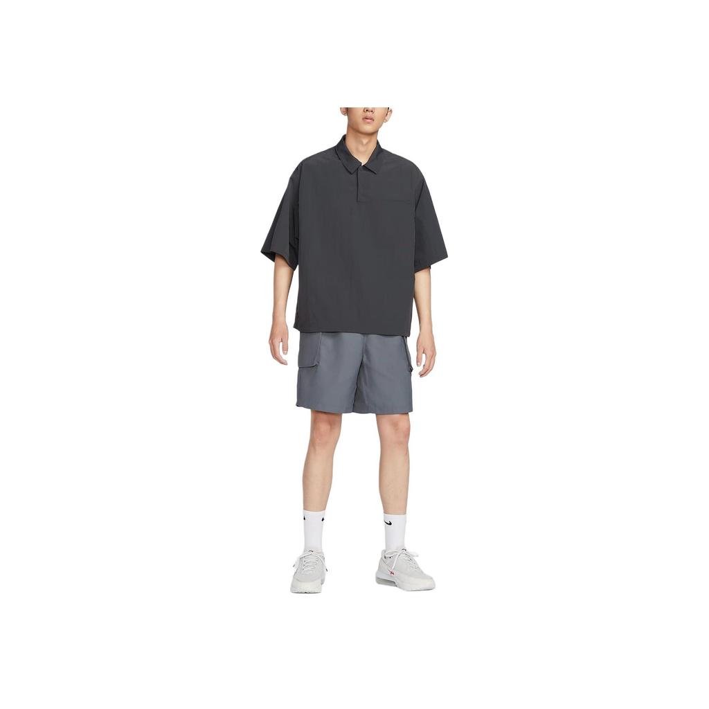 Nike Tech Sun Protection Water-Resistant Woven Loose Fit UV Protection Short Sleeve Polo Shirt Men Polo Shirts Coal-Black FZ0705-060