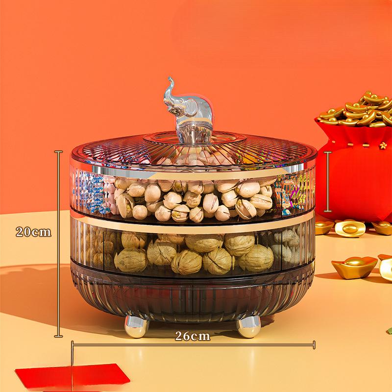Frühlingsfestliche drehbare Süßigkeitenbox für den Haushalt, mehrschichtige Aufbewahrungsbox für Nüsse und Trockenfrüchte, transparente Trockenfrüchtebox von hohem Wert