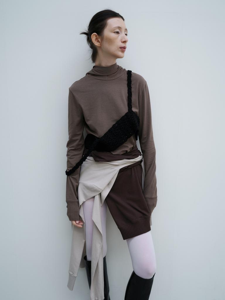 Jabhwalum Sleeve Neck Top, (Khaki Beige)