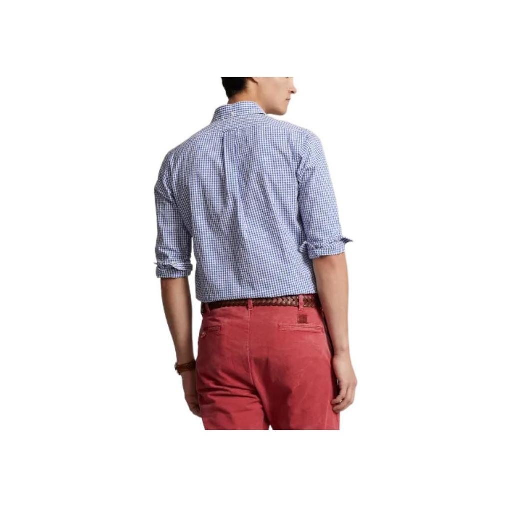Polo Ralph Lauren SS23 Plaid Collar Single-Breasted Long Sleeve Shirt Men Shirts Blue MNPOWOV16822875-400