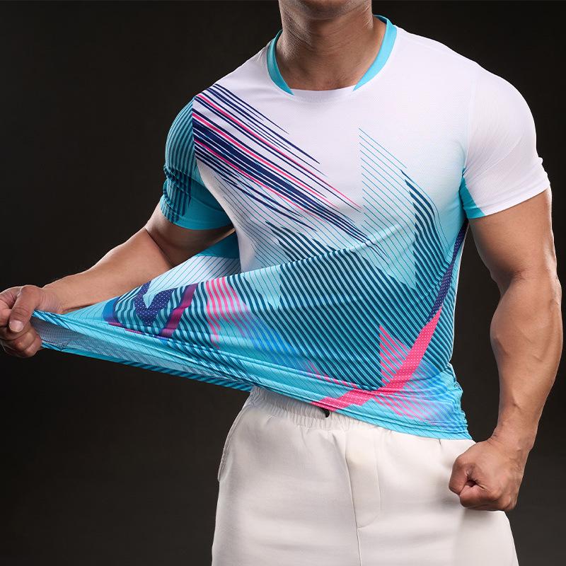 897853A Summer 2025 American Casual Short-sleeved Fashionable Sports Slim Elastic Fitness Outdoor T-shirt Men