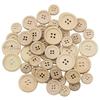 50Pcs Wooden Buttons Natural Color Round 4-Holes Sewing Scrapbooking