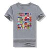 Mens Cotton Short Sleeve T-Shirt With Abstract Flag Print Streetwear Casual Tee Youth