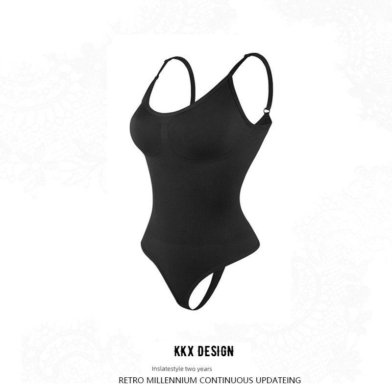 

Kkx American Style Gyaru Style V-neck Low Cut Backless Sling Top Street Sexy Tight Slimming Solid Jumpsuit Summer Black L/XL