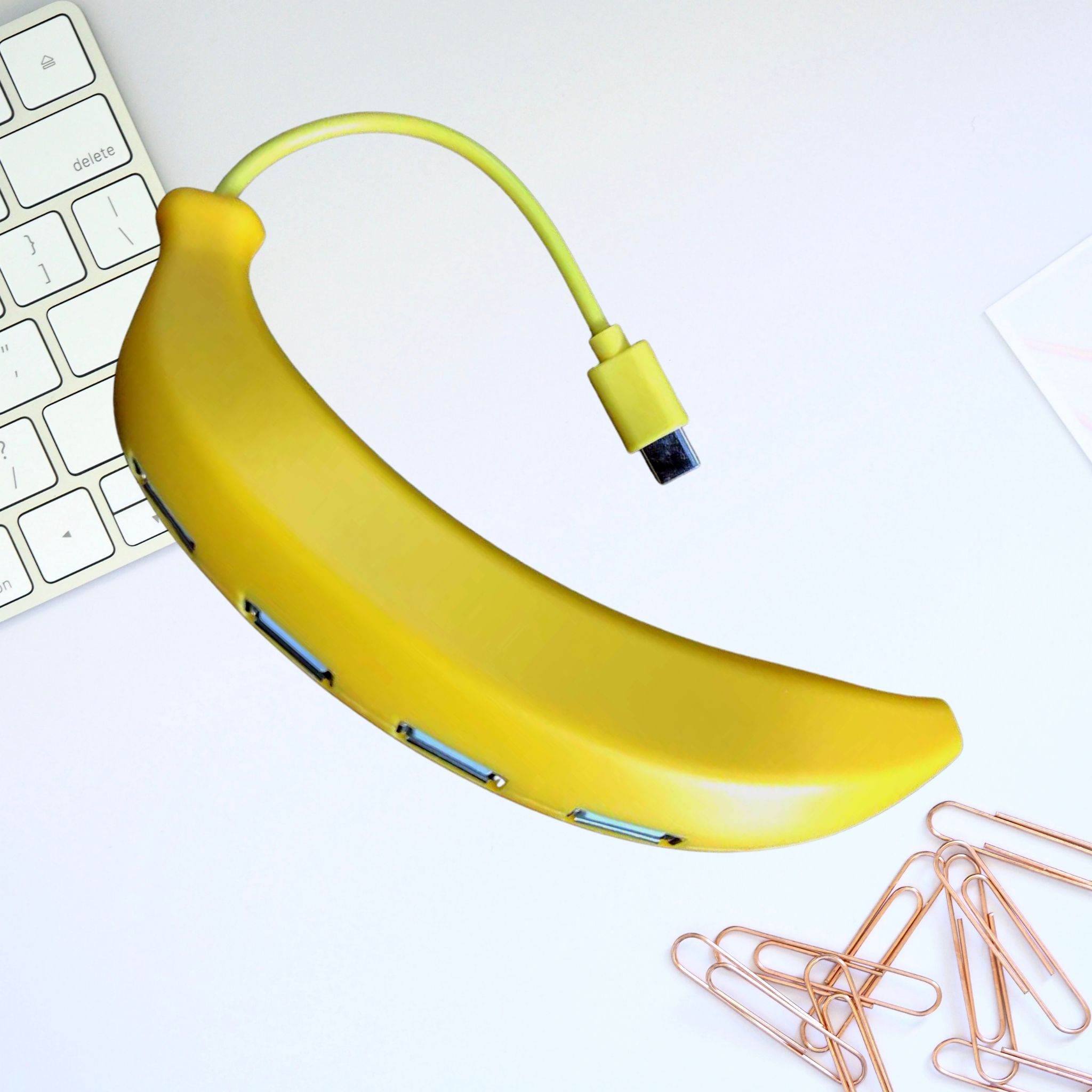 

4-портовый USB-разветвитель, многопортовый расширитель, 1 в 4 Mini USB C Banana Hub, небольшой размер и легкая конструкция для ноутбука с одним портом, ПК 1pc жёлтый