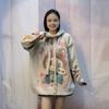 Women's Plus Size Mink Cashmere Hooded Sweater - Cute Print, Thick, Soft, Loose Fit with Sparkling Detailing.