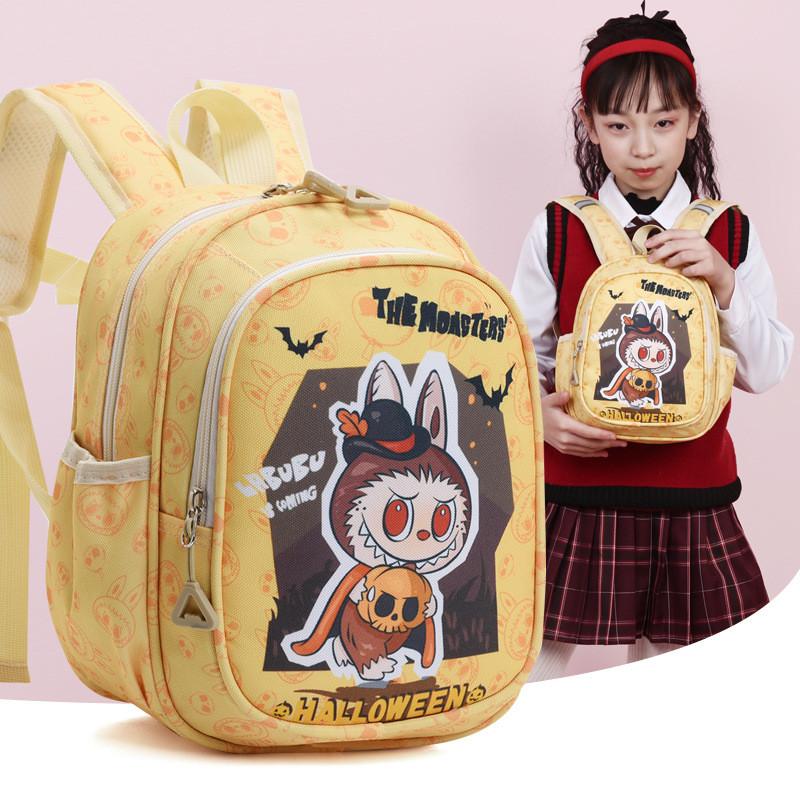 Adorable Cartoon Labubu Children's Backpack Lightweight Nylon Preschool Dual Purpose Design