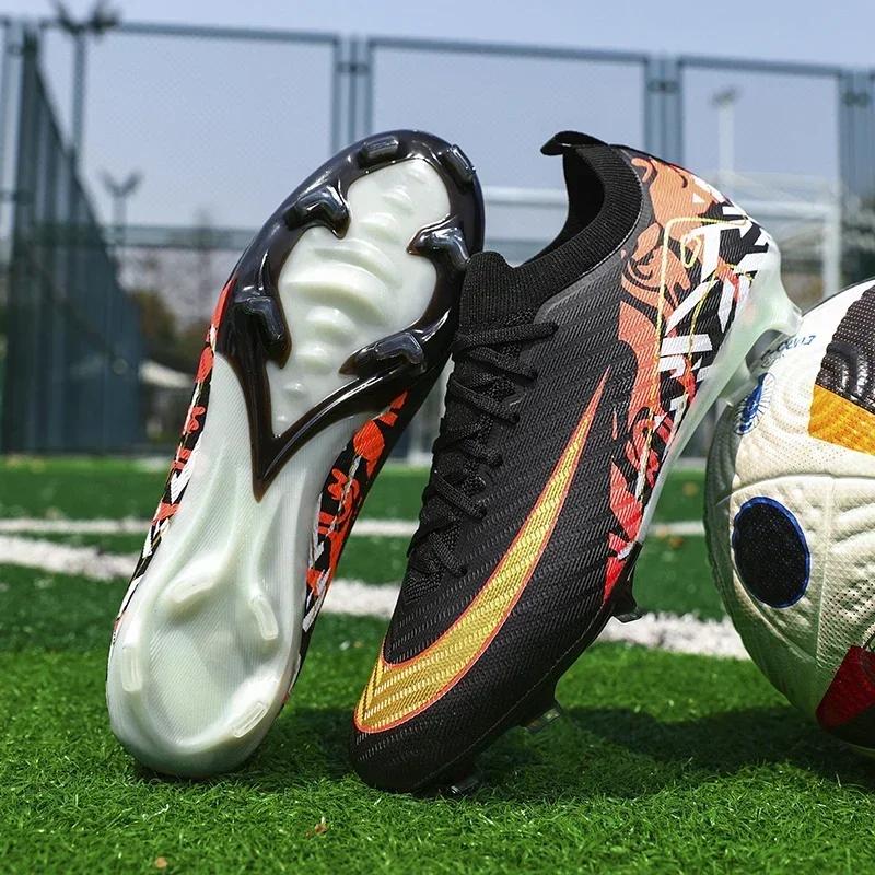 

New Men Soccer Shoes Sneakers Futsal Football Boots Original Training Drop Shipping Long Spikes Cleats Match Ultralight Indoor 35 оранжевый