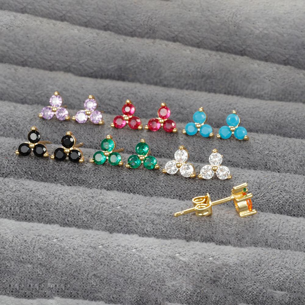 Korean Earrings Geometric Triangle Color Piercing Ear Stud Ximang Seller in Europe and America Mini Bone Studs Simple