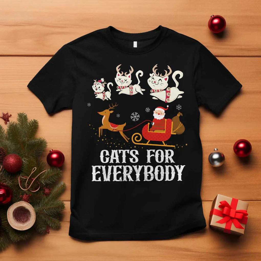 Unisex Clothing Unisex Cats for Everybody Santa Funny Christmas Pajama Xmas Unisex Women TShirt Tops Harajuku Y2K High Street Fashion S