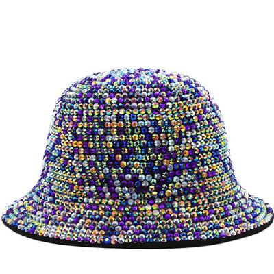 New Rhinestone Fedora Jazz Hats Cowboy Hat For Women And Men Double-sided Color Cap Red With Black Diamond Bucket Fedora Hat