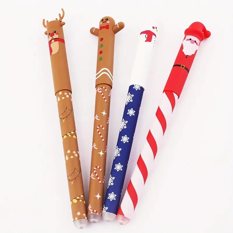 

4 Types of Christmas-Themed Erasable Gel Pens Featuring Designs of Santa Claus, Snowmen Reindeer Gingerbread Erasable Pens