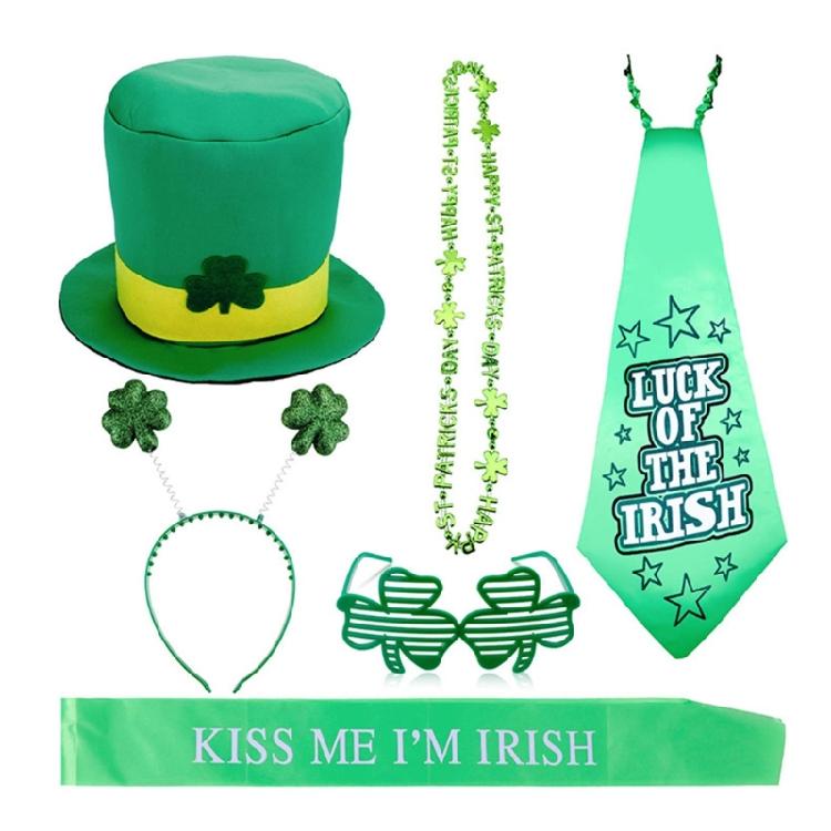 

Patricks Day Costume Set Party Favor Saint Patrick s Day Accessories Decorations Supplies Shamrock Eyeglasses Headband 1 зелений