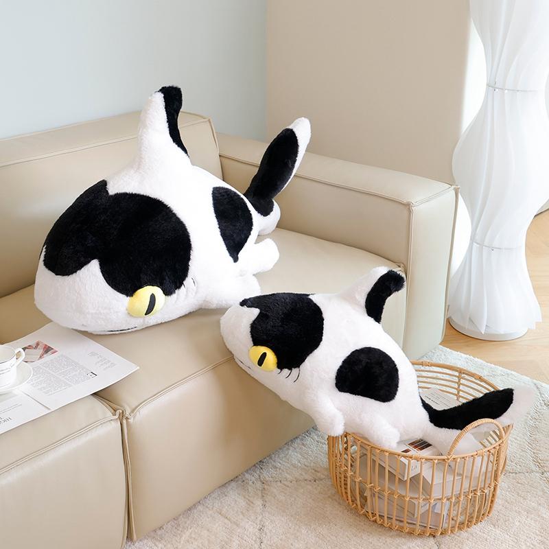 50/70/100cm Dairy Cattle Shark Plush Toys Stuffed Soft Animal Shark Cat Plushie Pillow Sleeping Cushion Creative Birthday Gifts