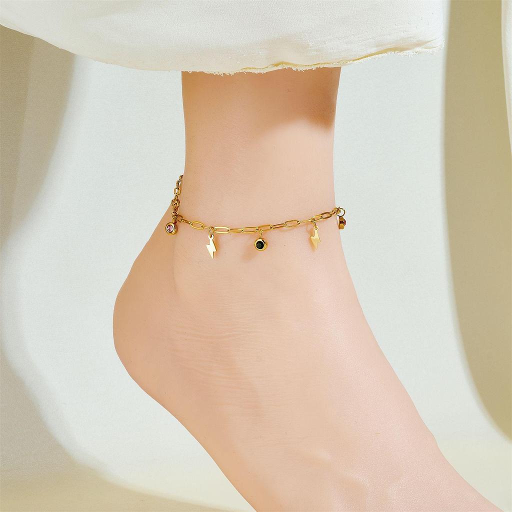 Tide Double-Layer Heart Anklet: 18K Gold-Plated Titanium Steel, Non-fading Fashion Light Luxury for Women
