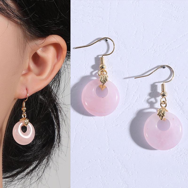 Aventurine Chalcedony Peace Buckle Dangle Earrings - Elegant New Chinese Style Court Design