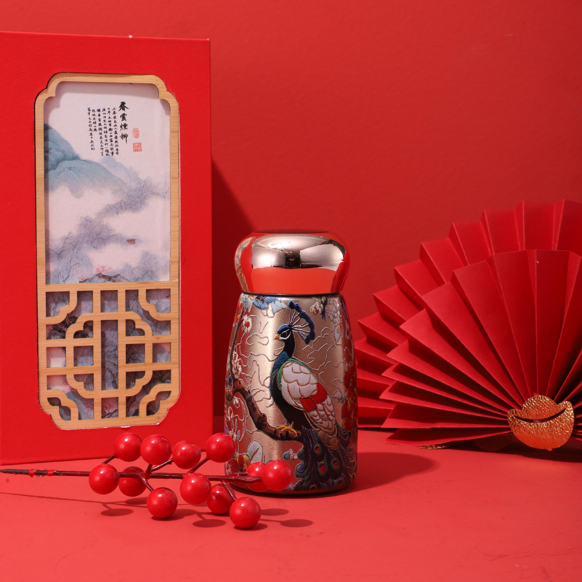 

New 316 thermos cup intelligent temperature display small capacity pocket cup Guofeng ceramic liner Guochao gift cup 230ML