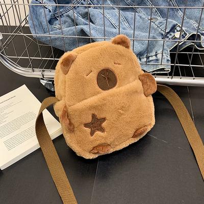 2025 New Small Bag Autumn and Winter Cute Cartoon Plush Mobile Phone Bag Walking Oblique Span Bag