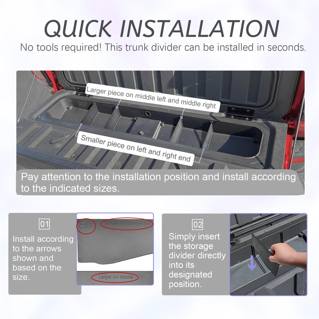 Tailgate Storage Dividers Organizer for 2025 2025 2025 Chevy Colorado and GMC Canyon Accessories Trunk Cargo Dividers Tailgate