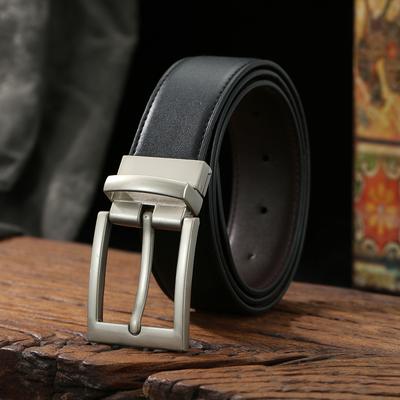 Men'S Belt Pu Rotary Buckle Double-Sided Belt Premium Belt Children'S Pin Buckle Casual Pants With Trend