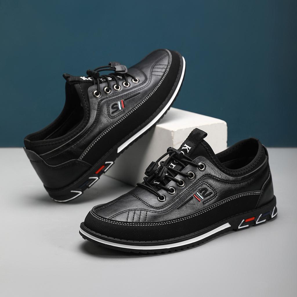 Fashion 2025 New Men's Breathable Leather Business Shoes Color-Block Non-Slip Casual Sneakers Comfortable Fashion Footwear for Big Size