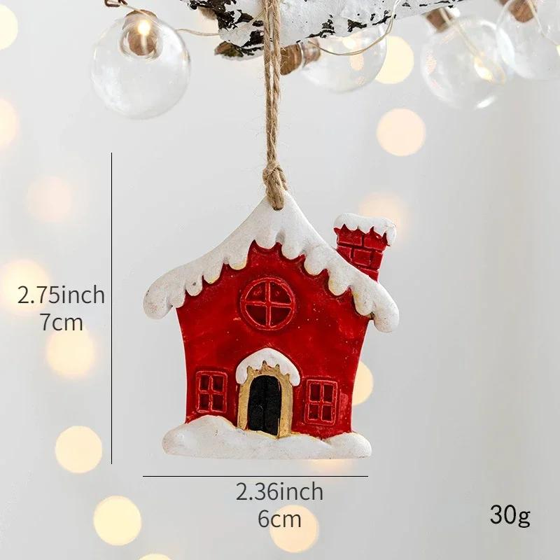 

New Christmas Resin Pendant Xmas Tree Decoration Christmas Socks Gift House DIY Kids Toys Gifts Xmas Ornaments Navidad 2024