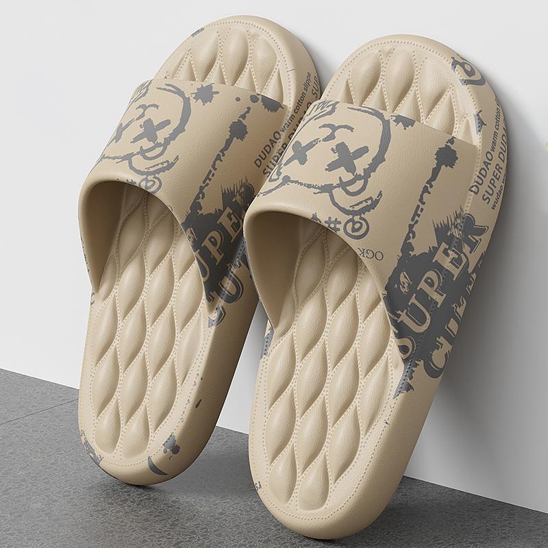 QYCKABY Men's Flip-flops Summer Slippers Printing Sandals Trend Anti Slip Shoes EVA Slippers Fashion Male Massage Beach Footwear