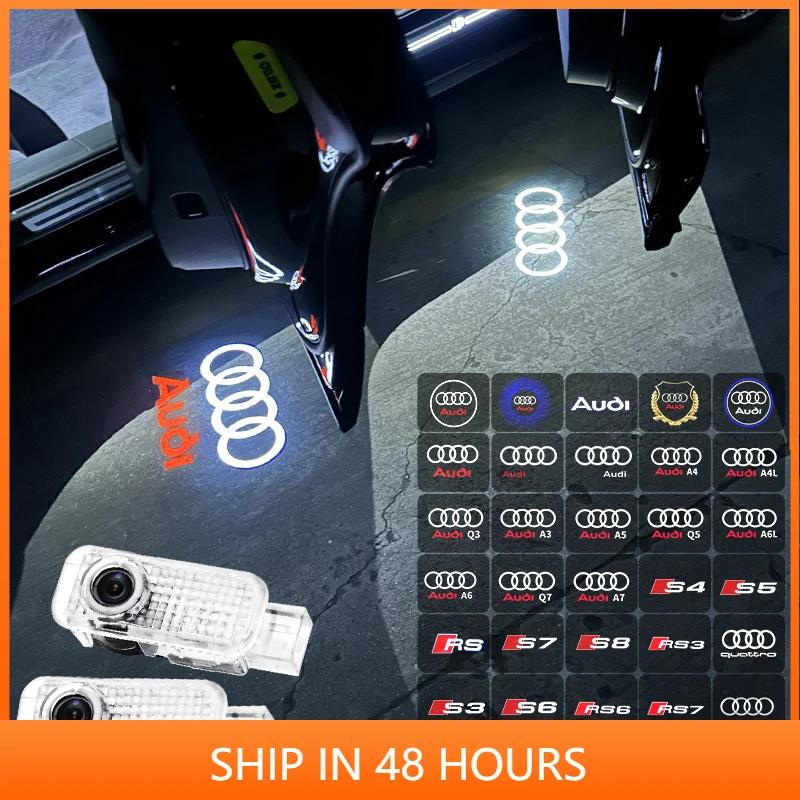 2Pcs Car Door Welcome Light Led Projector Lamp Courtesy Lights For Audi Quattro S3 S4 S7 S6 A5 A3 A4 RS A6L A7 A4L Q5 Q7 A8L Q3