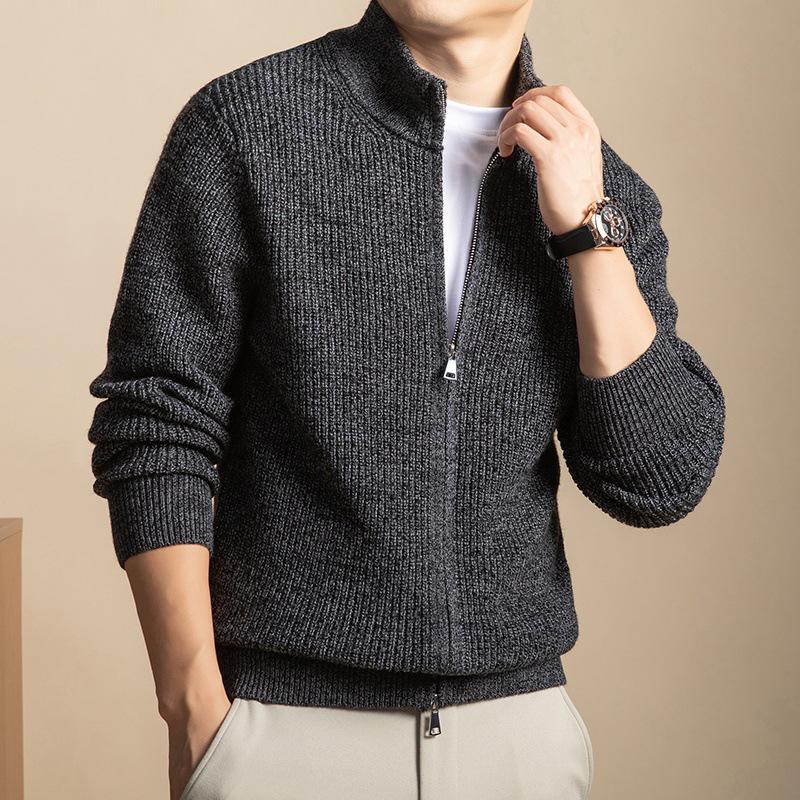 Men's High-Quality Winter Wool Chunky Knit Sweater - Anti-Pilling, Thick, Zipper Base Layer