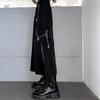 Spring Autumn Women Skirt Fashion Korean Style Black Long Skirts with Chain Side Slit Hip Hop Streetwear Plus Size