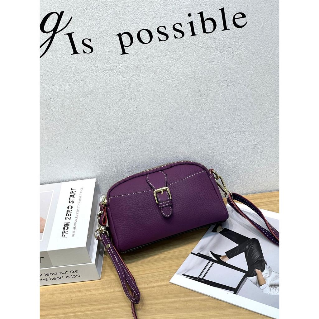 Cowhide Women's Bag Shoulder Crossbody Women's Bag Cute Fashion Shell Bag Mobile Phone Bag