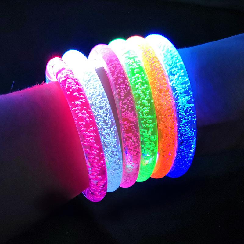 Seven-Color LED Flashing Bubble Bracelet - Acrylic Luminous Band for Concerts & Bars Spare Luminous Component