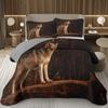 Wolf Bedspreads For Boys Teens Men Wild Safari Animal Coverlet Twin King Reversible Grey Bedding Set Wildlife Quilted Bedspread