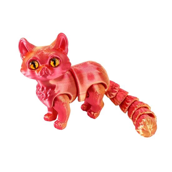 Yousheng 3D Printed Cat Ornament Articulated Cat Figurine with Flexible Limbs And Tail Desktop Pet Cat Fidget Toy for Adults Kids Home Office