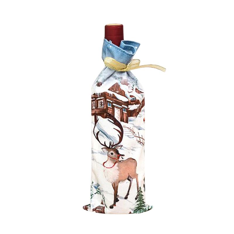 Wine Bottle Dust Cover New Year Santa Claus Elk Snowman Champagne Bottles Covering Christmas Decorations Home Dinner Supplies