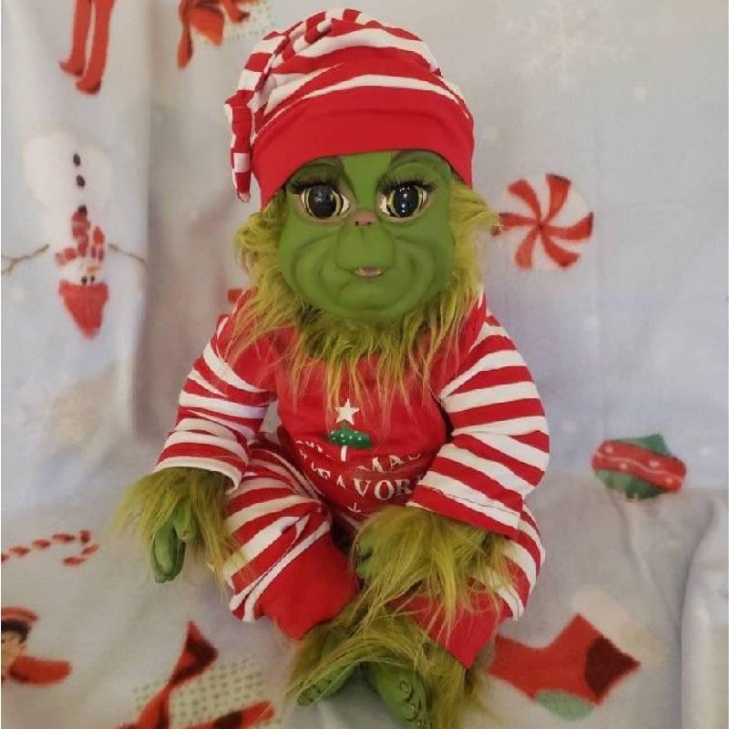 30cm Striped Green Elf Plush Toy For Christmas Gift