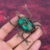 Faceted Zambian Emerald Real Gemstone Pendant Copper Wire Wrapped Beetle Jewelry