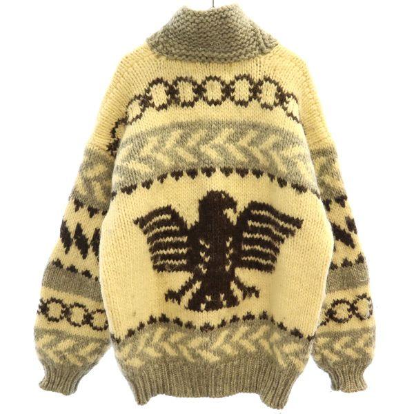 SEVEN ISLANDS wool Overall handle Cowichan jacket L White x gray Men's Used