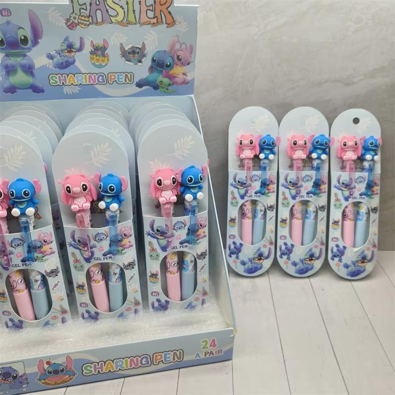 MINISO 2Pcs/set Stitch Gel Pens Kawaii Ballpoint Pen Cartoon Printing Writing Pen Students Stationery Office Supplies Kids Gifts