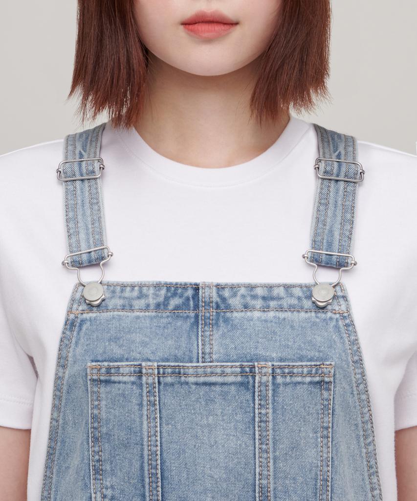 Musinsa Standard Woman Women'S Denim Overall Mini Dress [Light Indigo]