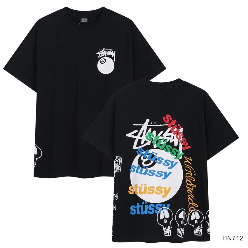 Stussy 2025 Sommer Neues Hochwertiges Rundhals-T-Shirt aus Baumwolle für Männer und Frauen Klassisches Logo mit neuem Musterdruck Paar-T-Shirt