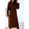 Autumn Winter Loose Casual Solid Color Double Breasted Wool Coat Women All-match Cardigan Outwear Top